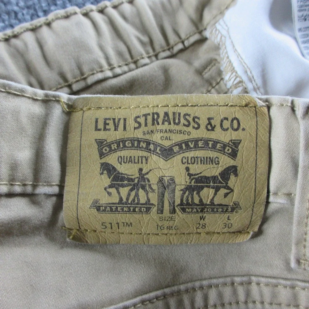Levis 511 Jeans Mens 28x30 Beige Slim Straight Medium Wash‎ Stretch Denim Casual